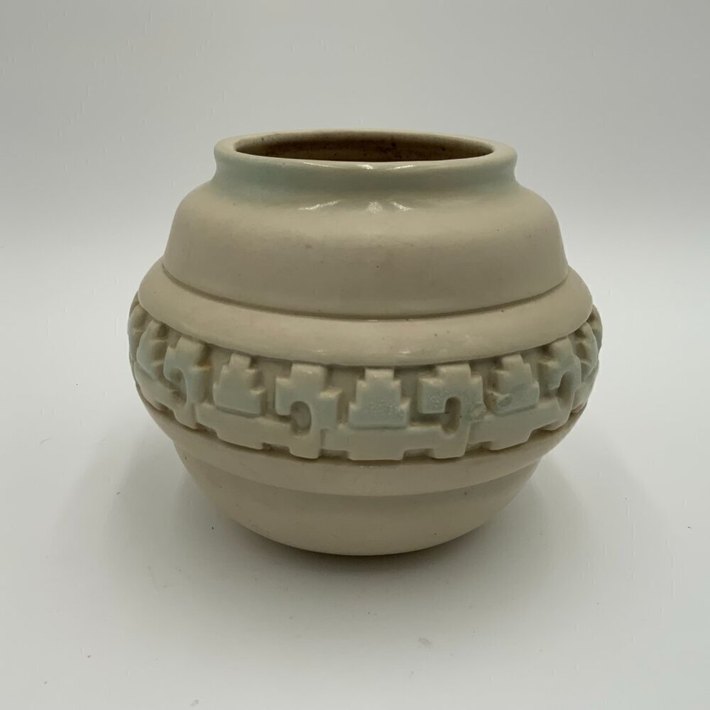 Signed RED Celadon Glazed Vase 6" Diameter